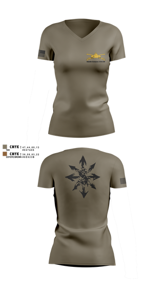 Womens Short Sleeve Vneck Shirt, Charlie Company 120th INF, National Guard, Teamtime, Team time, sublimation, custom sports apparel, team uniforms, spirit wear, spiritwear, sports uniforms, custom shirts, team store, custom team store, fundraiser sports, apparel fundraiser