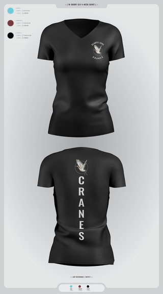 Womens Short Sleeve Vneck Shirt, Cranes, Spirit Store, Teamtime, Team time, sublimation, custom sports apparel, team uniforms, spirit wear, spiritwear, sports uniforms, custom shirts, team store, custom team store, fundraiser sports, apparel fundraiser