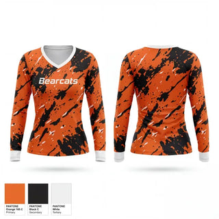 Womens Long Sleeve Vneck Shirt, Bearcats, Women's Lacrosse, Teamtime, Team time, sublimation, custom sports apparel, team uniforms, spirit wear, spiritwear, sports uniforms, custom shirts, team store, custom team store, fundraiser sports, apparel fundraiser