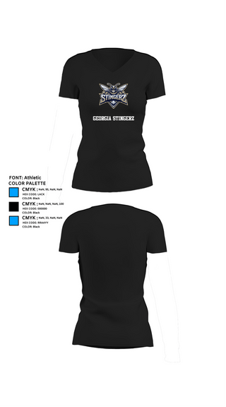 Womens Short Sleeve Vneck Shirt, Georgia Stingerz, Baseball, Teamtime, Team time, sublimation, custom sports apparel, team uniforms, spirit wear, spiritwear, sports uniforms, custom shirts, team store, custom team store, fundraiser sports, apparel fundraiser