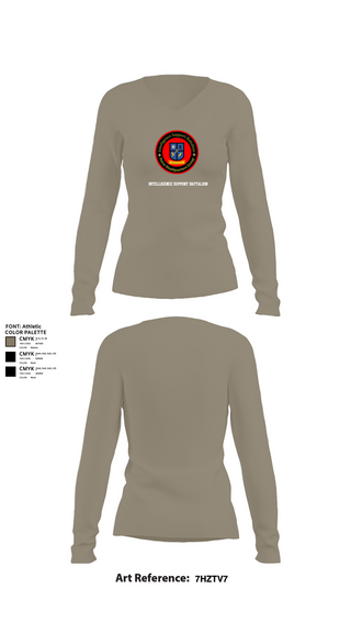 Womens Long Sleeve Vneck Shirt, Intelligence Support Battalion, , Teamtime, Team time, sublimation, custom sports apparel, team uniforms, spirit wear, spiritwear, sports uniforms, custom shirts, team store, custom team store, fundraiser sports, apparel fundraiser