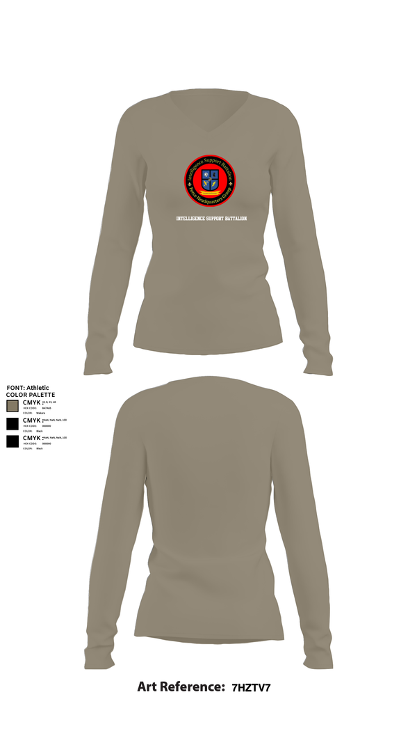 Womens Long Sleeve Vneck Shirt, Intelligence Support Battalion, , Teamtime, Team time, sublimation, custom sports apparel, team uniforms, spirit wear, spiritwear, sports uniforms, custom shirts, team store, custom team store, fundraiser sports, apparel fundraiser