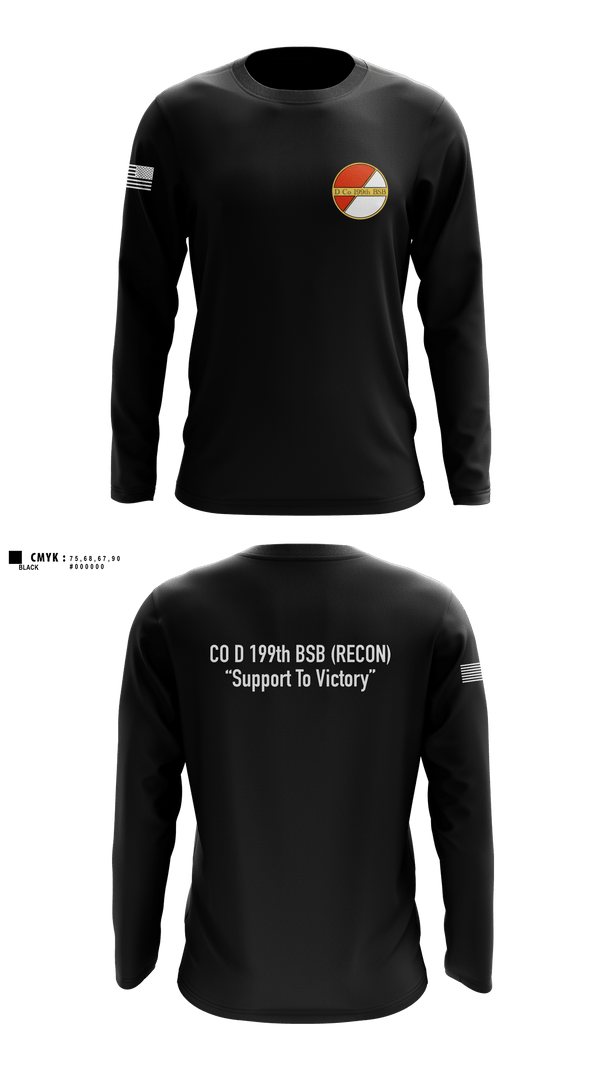 Long Sleeve Performance Shirt, Co D 199TH BSB RECON, National Guard, Teamtime, Team time, sublimation, custom sports apparel, team uniforms, spirit wear, spiritwear, sports uniforms, custom shirts, team store, custom team store, fundraiser sports, apparel fundraiser