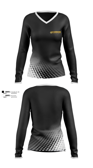 Womens Long Sleeve Vneck Shirt, Carbón Martial arts, , Teamtime, Team time, sublimation, custom sports apparel, team uniforms, spirit wear, spiritwear, sports uniforms, custom shirts, team store, custom team store, fundraiser sports, apparel fundraiser
