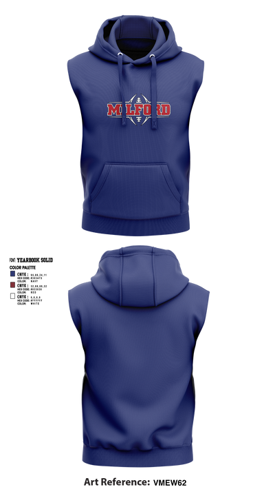 Milford Eagles Pop Warner Football and Cheer 85500081 Sleeveless Hoodie - 1 (4)