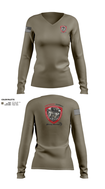 Northwest Georgia Young Marines 76347132 Women's Long Sleeve V-neck Shirt - 3