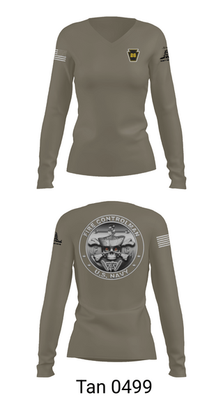 Womens Long Sleeve Vneck Shirt, Fire Controlman, Navy, Teamtime, Team time, sublimation, custom sports apparel, team uniforms, spirit wear, spiritwear, sports uniforms, custom shirts, team store, custom team store, fundraiser sports, apparel fundraiser