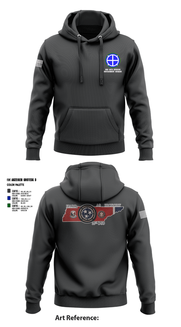 Hoodie, HHC 35th Division Sustainment Brigade, National Guard, Teamtime, Team time, sublimation, custom sports apparel, team uniforms, spirit wear, spiritwear, sports uniforms, custom shirts, team store, custom team store, fundraiser sports, apparel fundraiser