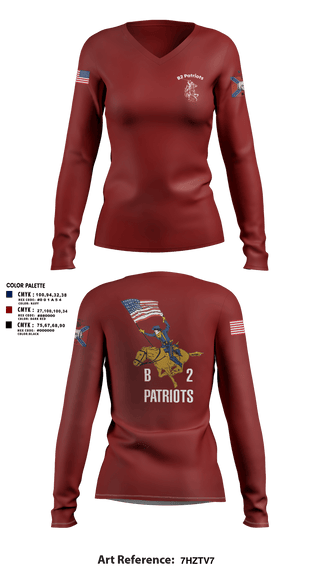 Womens Long Sleeve Vneck Shirt, B2 Patriots sports, Army, Teamtime, Team time, sublimation, custom sports apparel, team uniforms, spirit wear, spiritwear, sports uniforms, custom shirts, team store, custom team store, fundraiser sports, apparel fundraiser