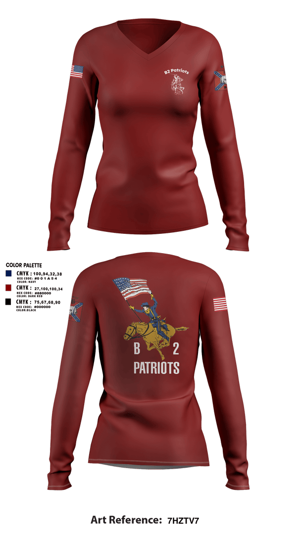Womens Long Sleeve Vneck Shirt, B2 Patriots sports, Army, Teamtime, Team time, sublimation, custom sports apparel, team uniforms, spirit wear, spiritwear, sports uniforms, custom shirts, team store, custom team store, fundraiser sports, apparel fundraiser