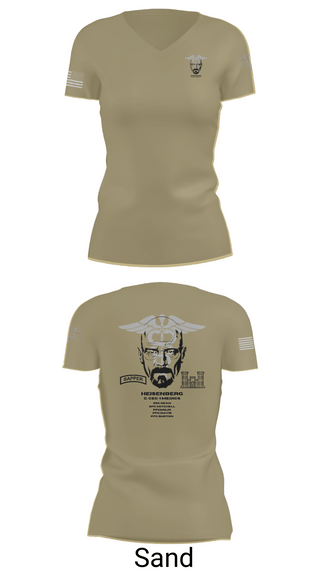 Womens Short Sleeve Vneck Shirt, Heisenberg’s, Army, Teamtime, Team time, sublimation, custom sports apparel, team uniforms, spirit wear, spiritwear, sports uniforms, custom shirts, team store, custom team store, fundraiser sports, apparel fundraiser