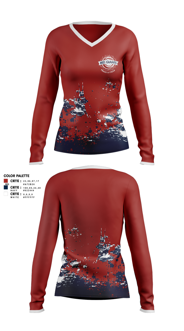 Womens Long Sleeve Vneck Shirt, BASIS DC, Track & Field, Teamtime, Team time, sublimation, custom sports apparel, team uniforms, spirit wear, spiritwear, sports uniforms, custom shirts, team store, custom team store, fundraiser sports, apparel fundraiser
