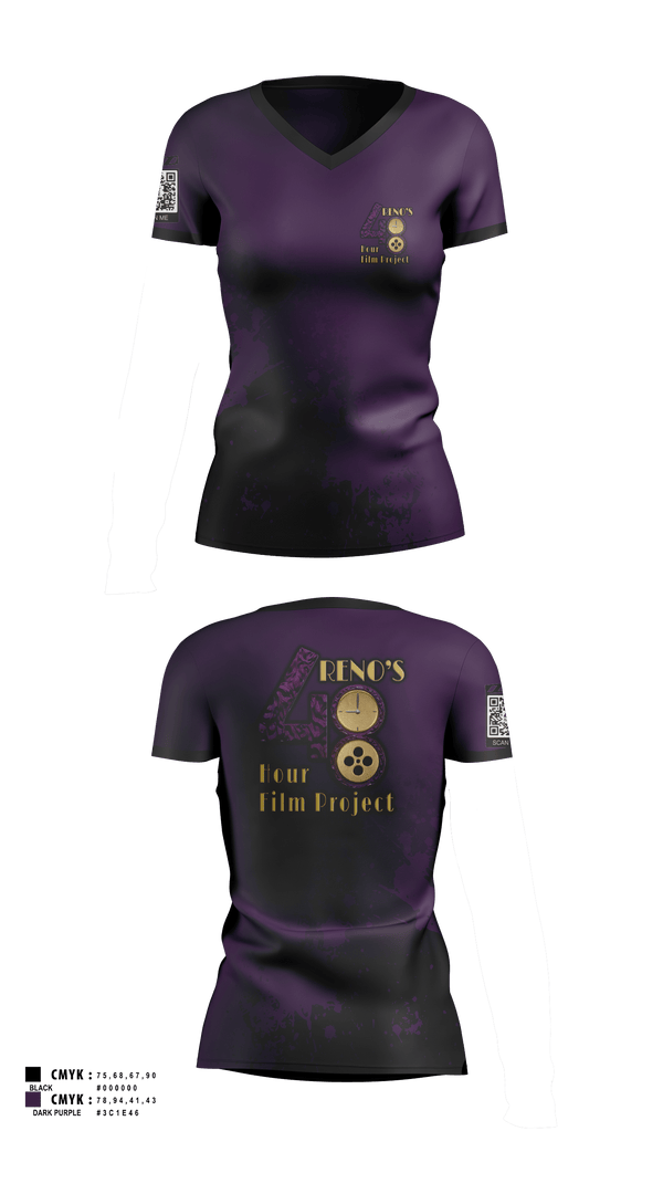 Womens Short Sleeve Vneck Shirt, 48 Hour Film Project, , Teamtime, Team time, sublimation, custom sports apparel, team uniforms, spirit wear, spiritwear, sports uniforms, custom shirts, team store, custom team store, fundraiser sports, apparel fundraiser