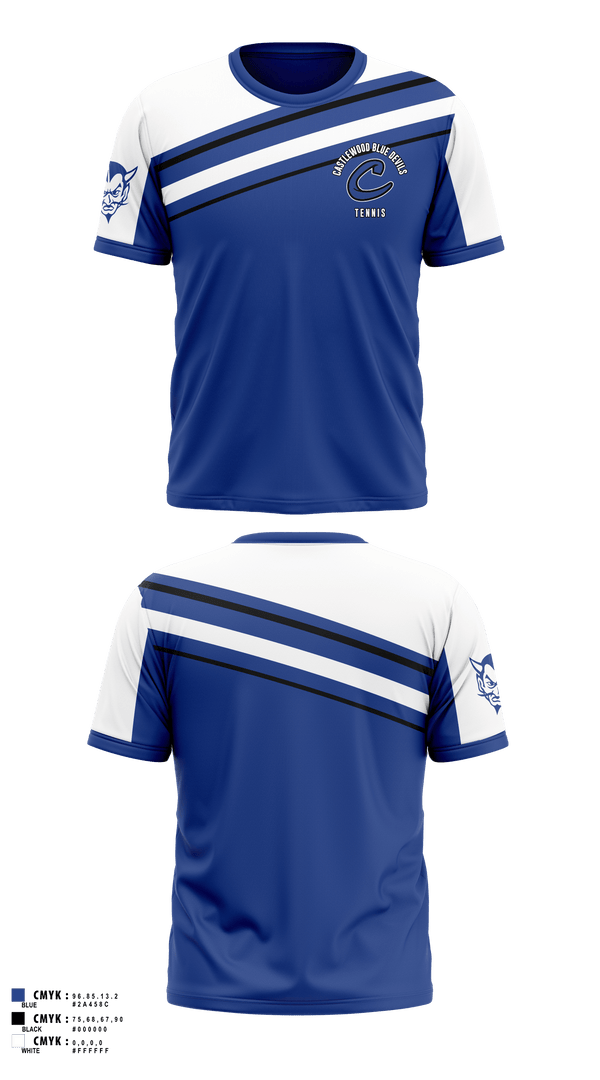 Short Sleeve Performance Shirt, Castlewood Blue Devils, Tennis, Teamtime, Team time, sublimation, custom sports apparel, team uniforms, spirit wear, spiritwear, sports uniforms, custom shirts, team store, custom team store, fundraiser sports, apparel fundraiser