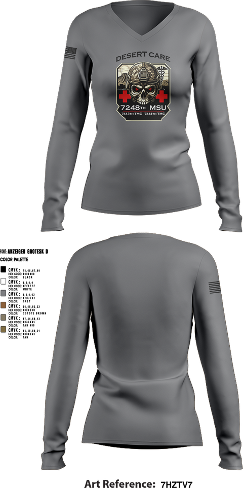 Womens Long Sleeve Vneck Shirt, 7248th MSU, , Teamtime, Team time, sublimation, custom sports apparel, team uniforms, spirit wear, spiritwear, sports uniforms, custom shirts, team store, custom team store, fundraiser sports, apparel fundraiser