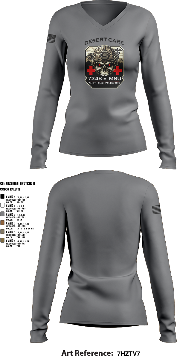 Womens Long Sleeve Vneck Shirt, 7248th MSU, , Teamtime, Team time, sublimation, custom sports apparel, team uniforms, spirit wear, spiritwear, sports uniforms, custom shirts, team store, custom team store, fundraiser sports, apparel fundraiser