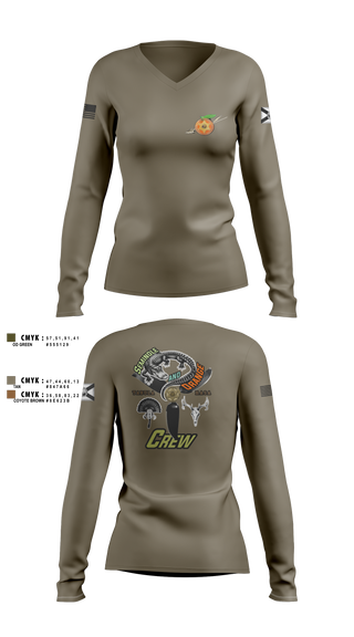 Womens Long Sleeve Vneck Shirt, Seminole / Orange Crew, , Teamtime, Team time, sublimation, custom sports apparel, team uniforms, spirit wear, spiritwear, sports uniforms, custom shirts, team store, custom team store, fundraiser sports, apparel fundraiser