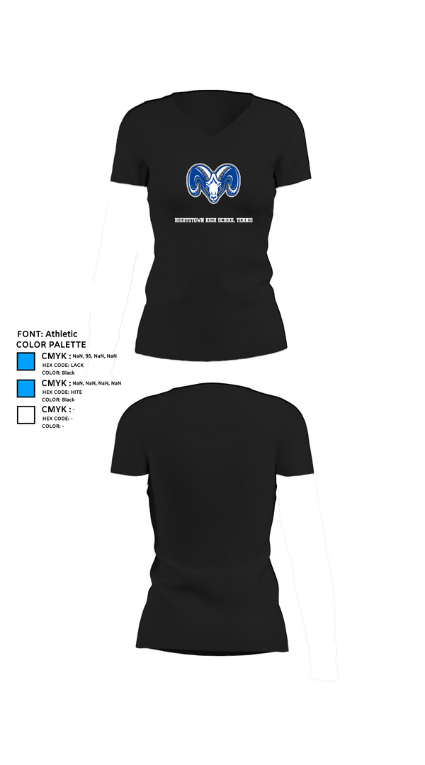 Womens Short Sleeve Vneck Shirt, Hightstown High School Tennis, Tennis, Teamtime, Team time, sublimation, custom sports apparel, team uniforms, spirit wear, spiritwear, sports uniforms, custom shirts, team store, custom team store, fundraiser sports, apparel fundraiser