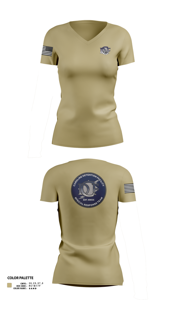 Womens Short Sleeve Vneck Shirt, Caroline Detention Facility, , Teamtime, Team time, sublimation, custom sports apparel, team uniforms, spirit wear, spiritwear, sports uniforms, custom shirts, team store, custom team store, fundraiser sports, apparel fundraiser