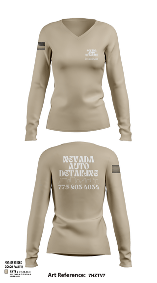 Womens Long Sleeve Vneck Shirt, Nevada auto detailing, , Teamtime, Team time, sublimation, custom sports apparel, team uniforms, spirit wear, spiritwear, sports uniforms, custom shirts, team store, custom team store, fundraiser sports, apparel fundraiser