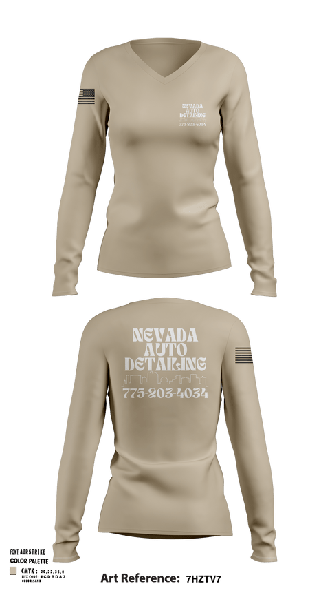 Womens Long Sleeve Vneck Shirt, Nevada auto detailing, , Teamtime, Team time, sublimation, custom sports apparel, team uniforms, spirit wear, spiritwear, sports uniforms, custom shirts, team store, custom team store, fundraiser sports, apparel fundraiser