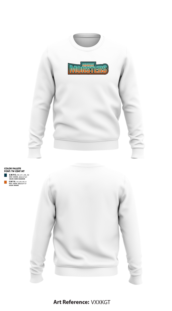 Crew Neck Sweatshirt, Midwest Monsters, Men's Basketball, Teamtime, Team time, sublimation, custom sports apparel, team uniforms, spirit wear, spiritwear, sports uniforms, custom shirts, team store, custom team store, fundraiser sports, apparel fundraiser