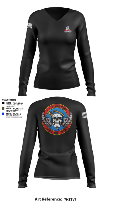 A Co, 2-13th Aviation Regiment 86069312 Women's Long Sleeve V-neck Shirt - 16