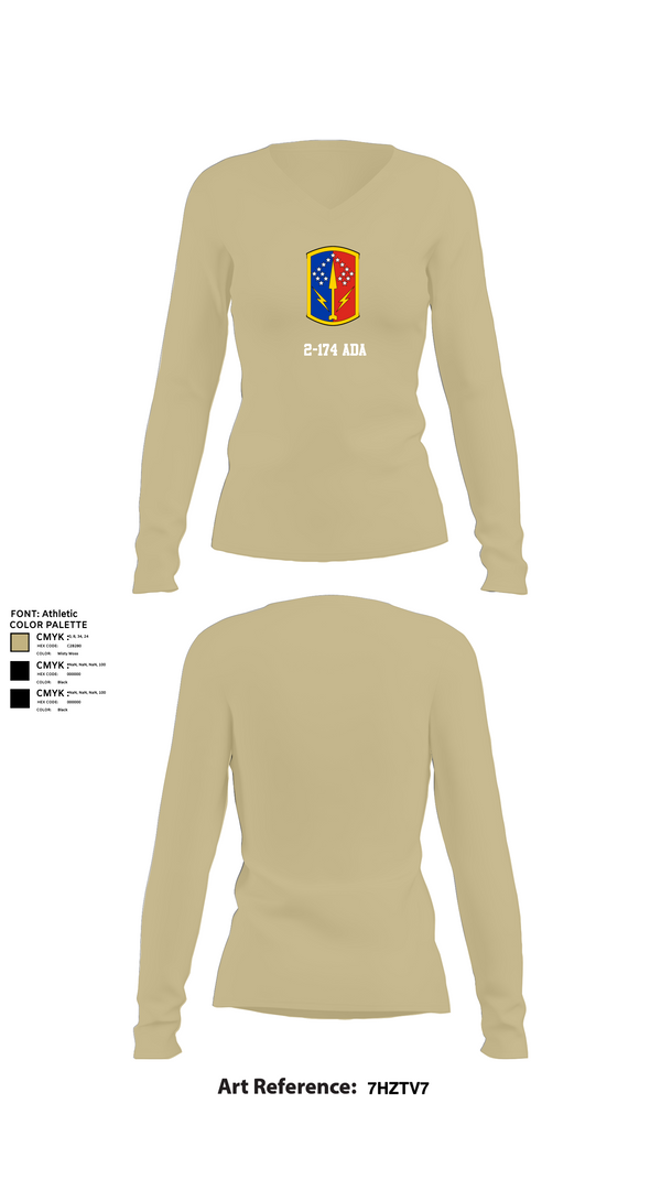 Womens Long Sleeve Vneck Shirt, 2-174 ADA, Army, Teamtime, Team time, sublimation, custom sports apparel, team uniforms, spirit wear, spiritwear, sports uniforms, custom shirts, team store, custom team store, fundraiser sports, apparel fundraiser