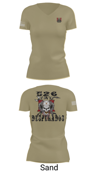 Womens Short Sleeve Vneck Shirt, 526th ECC Desperados FMT, , Teamtime, Team time, sublimation, custom sports apparel, team uniforms, spirit wear, spiritwear, sports uniforms, custom shirts, team store, custom team store, fundraiser sports, apparel fundraiser