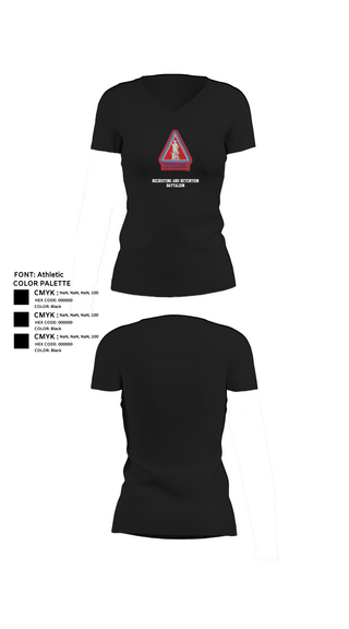 Womens Short Sleeve Vneck Shirt, Recruiting and Retention Battalion, , Teamtime, Team time, sublimation, custom sports apparel, team uniforms, spirit wear, spiritwear, sports uniforms, custom shirts, team store, custom team store, fundraiser sports, apparel fundraiser