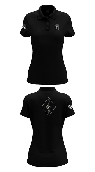 Womens Short Sleeve Performance Polo, Chosen Co. 1-102D INF, Army, Teamtime, Team time, sublimation, custom sports apparel, team uniforms, spirit wear, spiritwear, sports uniforms, custom shirts, team store, custom team store, fundraiser sports, apparel fundraiser