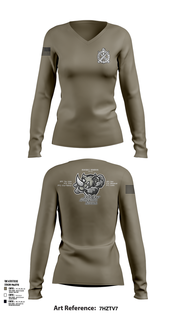 Womens Long Sleeve Vneck Shirt, Rocket Rhinos, , Teamtime, Team time, sublimation, custom sports apparel, team uniforms, spirit wear, spiritwear, sports uniforms, custom shirts, team store, custom team store, fundraiser sports, apparel fundraiser