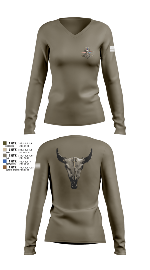 Womens Long Sleeve Vneck Shirt, VP-26 Aircrew Association, , Teamtime, Team time, sublimation, custom sports apparel, team uniforms, spirit wear, spiritwear, sports uniforms, custom shirts, team store, custom team store, fundraiser sports, apparel fundraiser