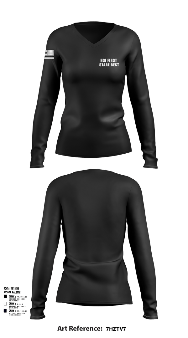 Womens Long Sleeve Vneck Shirt, HSI First Stare BEST, Police, Teamtime, Team time, sublimation, custom sports apparel, team uniforms, spirit wear, spiritwear, sports uniforms, custom shirts, team store, custom team store, fundraiser sports, apparel fundraiser