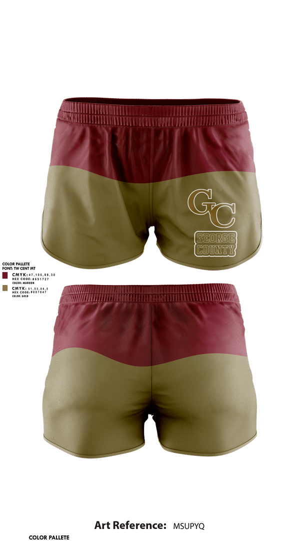Womens Shorts, George County Middle School Track and Field, Track & Field, Teamtime, Team time, sublimation, custom sports apparel, team uniforms, spirit wear, spiritwear, sports uniforms, custom shirts, team store, custom team store, fundraiser sports, apparel fundraiser