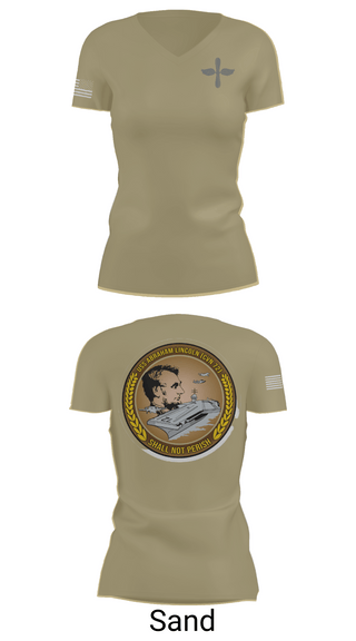 Womens Short Sleeve Vneck Shirt, CVN 72 Abraham Lincoln, , Teamtime, Team time, sublimation, custom sports apparel, team uniforms, spirit wear, spiritwear, sports uniforms, custom shirts, team store, custom team store, fundraiser sports, apparel fundraiser