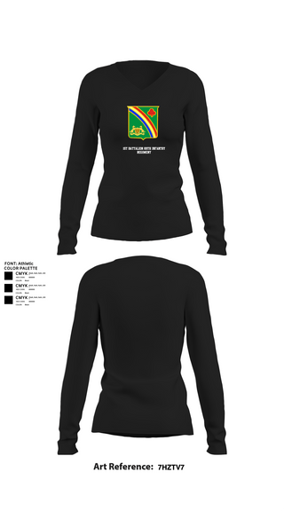 Womens Long Sleeve Vneck Shirt, 1st Battalion 69th Infantry Regiment, Army, Teamtime, Team time, sublimation, custom sports apparel, team uniforms, spirit wear, spiritwear, sports uniforms, custom shirts, team store, custom team store, fundraiser sports, apparel fundraiser