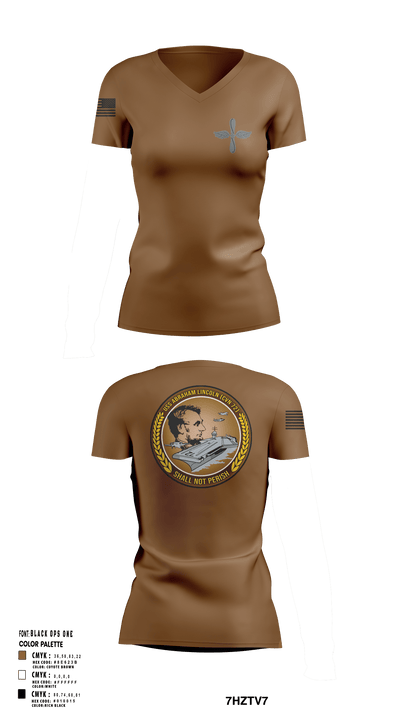 CVN 72 Abraham Lincoln 88368148 Women's Short Sleeve V-neck Shirt - 101