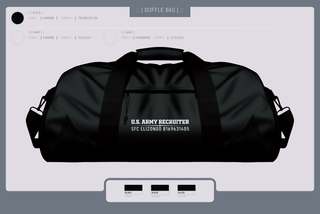 Duffle Bag, Recruiting, Army, Teamtime, Team time, sublimation, custom sports apparel, team uniforms, spirit wear, spiritwear, sports uniforms, custom shirts, team store, custom team store, fundraiser sports, apparel fundraiser