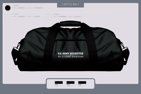 Duffle Bag, Recruiting, Army, Teamtime, Team time, sublimation, custom sports apparel, team uniforms, spirit wear, spiritwear, sports uniforms, custom shirts, team store, custom team store, fundraiser sports, apparel fundraiser