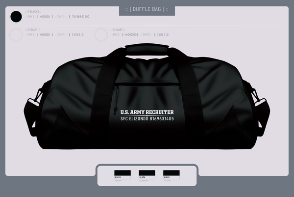 Duffle Bag, Recruiting, Army, Teamtime, Team time, sublimation, custom sports apparel, team uniforms, spirit wear, spiritwear, sports uniforms, custom shirts, team store, custom team store, fundraiser sports, apparel fundraiser