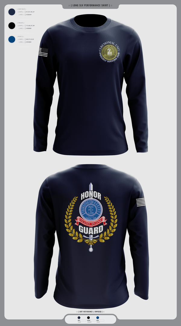 Long Sleeve Performance Shirt, Twu Local 100 Ceremonial Unit & Honor Guard, , Teamtime, Team time, sublimation, custom sports apparel, team uniforms, spirit wear, spiritwear, sports uniforms, custom shirts, team store, custom team store, fundraiser sports, apparel fundraiser