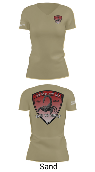 Womens Short Sleeve Vneck Shirt, 978th Military Police Company, , Teamtime, Team time, sublimation, custom sports apparel, team uniforms, spirit wear, spiritwear, sports uniforms, custom shirts, team store, custom team store, fundraiser sports, apparel fundraiser
