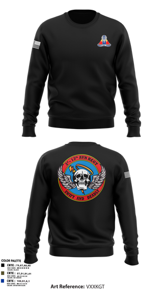 Crew Neck Sweatshirt, A Co, 2-13th Aviation Regiment, , Teamtime, Team time, sublimation, custom sports apparel, team uniforms, spirit wear, spiritwear, sports uniforms, custom shirts, team store, custom team store, fundraiser sports, apparel fundraiser
