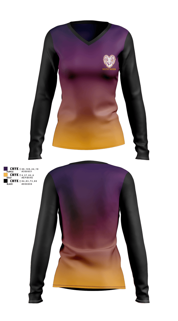 Womens Long Sleeve Vneck Shirt, South Haven Tennis, Tennis, Teamtime, Team time, sublimation, custom sports apparel, team uniforms, spirit wear, spiritwear, sports uniforms, custom shirts, team store, custom team store, fundraiser sports, apparel fundraiser