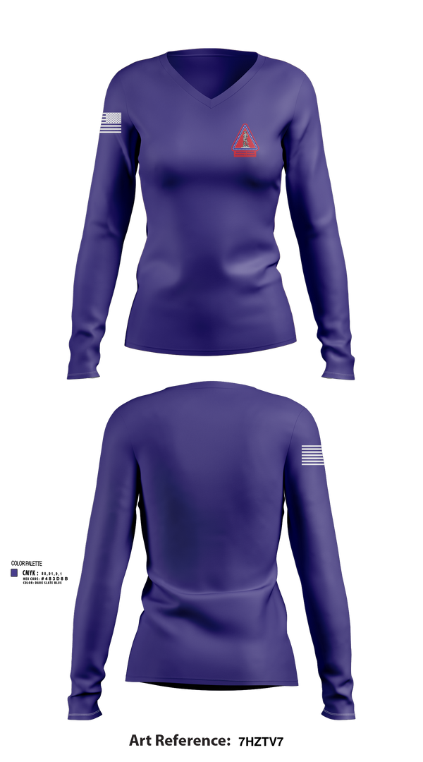 Womens Long Sleeve Vneck Shirt, Recruiting and Retention Battalion, , Teamtime, Team time, sublimation, custom sports apparel, team uniforms, spirit wear, spiritwear, sports uniforms, custom shirts, team store, custom team store, fundraiser sports, apparel fundraiser