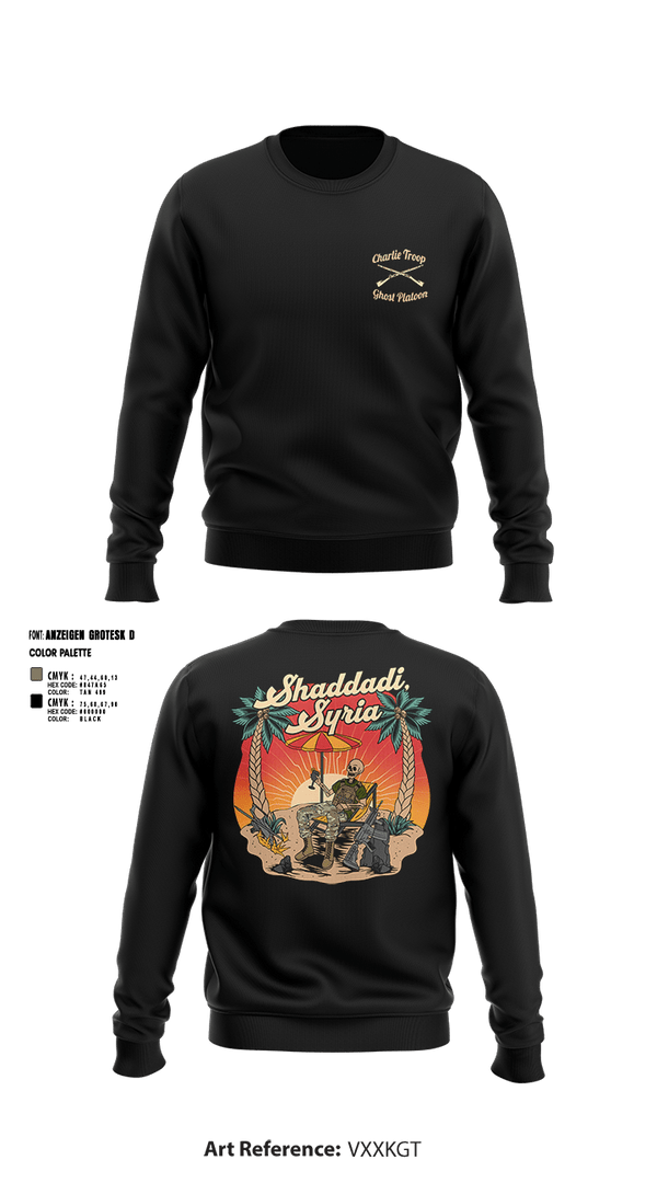 Crew Neck Sweatshirt, 1st PLT C TROOP 107 CAV, Army, Teamtime, Team time, sublimation, custom sports apparel, team uniforms, spirit wear, spiritwear, sports uniforms, custom shirts, team store, custom team store, fundraiser sports, apparel fundraiser