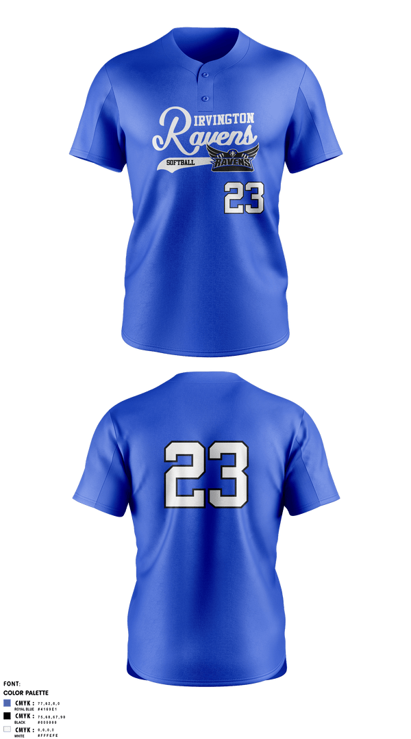 Two Button Softball Jersey, Irvington Preparatory Academy Softball, Softball, Teamtime, Team time, sublimation, custom sports apparel, team uniforms, spirit wear, spiritwear, sports uniforms, custom shirts, team store, custom team store, fundraiser sports, apparel fundraiser