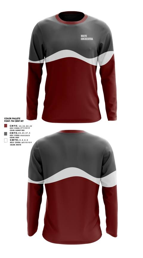 Long Sleeve Performance Shirt, Mays Orchestra, Spirit Store, Teamtime, Team time, sublimation, custom sports apparel, team uniforms, spirit wear, spiritwear, sports uniforms, custom shirts, team store, custom team store, fundraiser sports, apparel fundraiser
