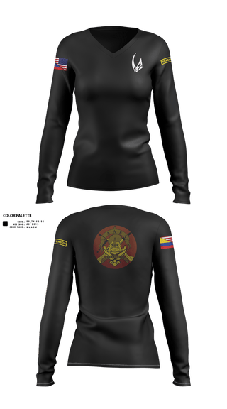 Womens Long Sleeve Vneck Shirt, 837 TRS Rhinos, Air Force, Teamtime, Team time, sublimation, custom sports apparel, team uniforms, spirit wear, spiritwear, sports uniforms, custom shirts, team store, custom team store, fundraiser sports, apparel fundraiser